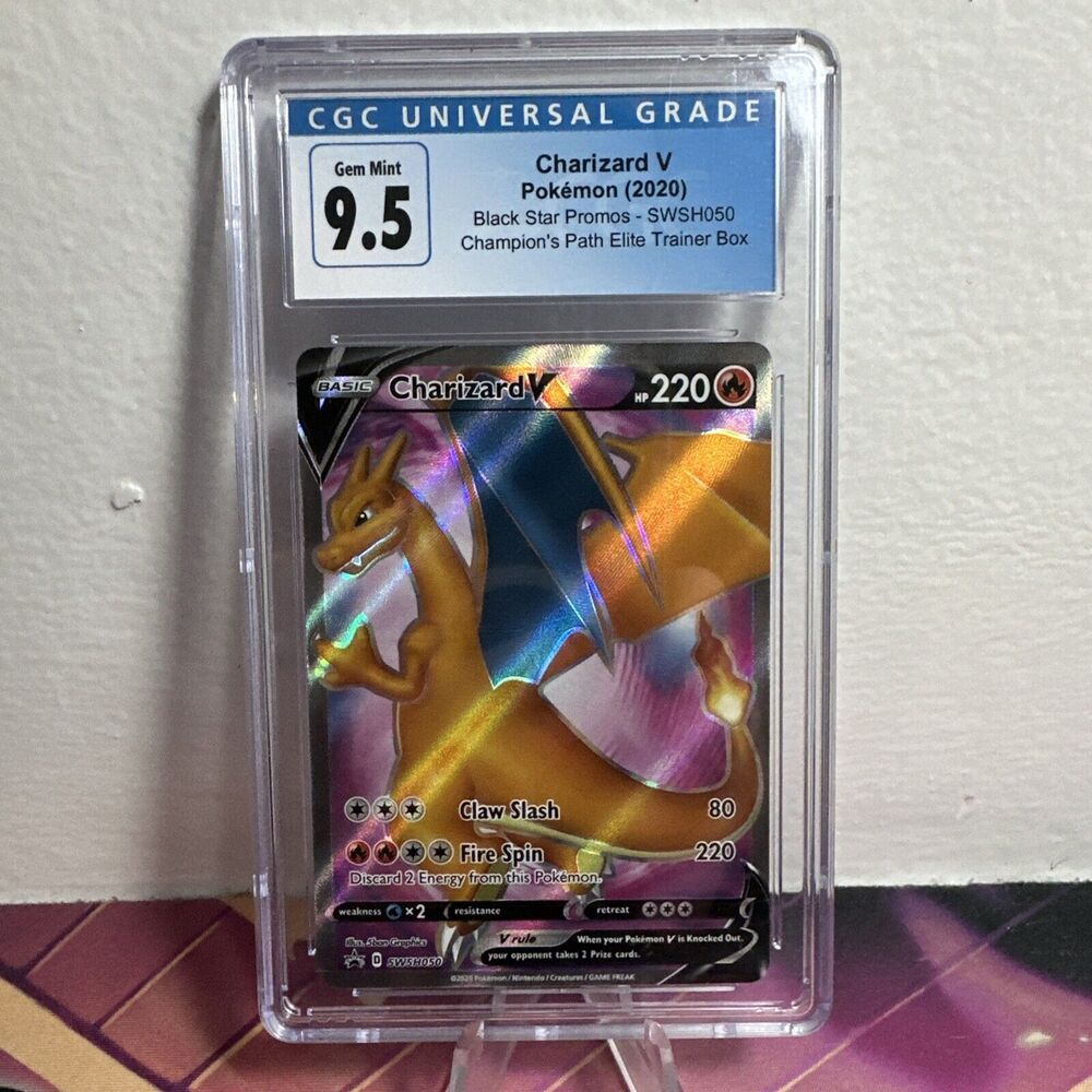 Charizard V Pokémon 2020 Black Star Promos SWSH050 CGC 9.5 Early Blue Label (10)